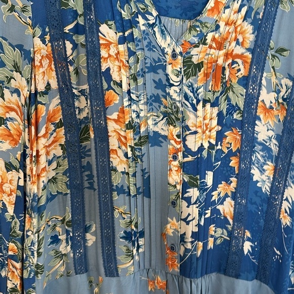 Anthropologie Tiny Giana Blue Floral Dress medium - Picture 6 of 13